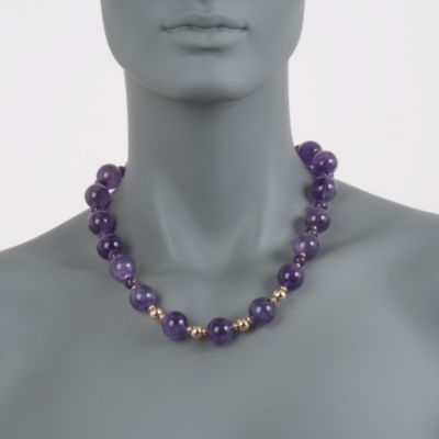 500.00 ct. t.w. Amethyst Bead Necklace in 14kt Yellow Gold. 20" &mdash; Alt Image 3