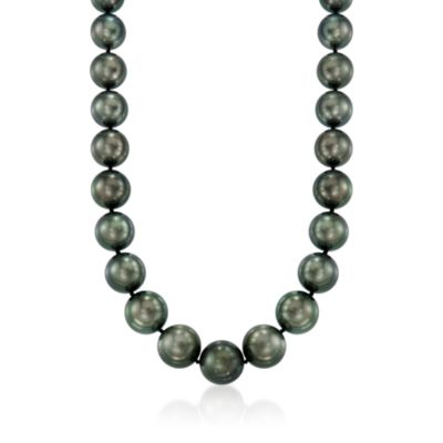 12-15mm Black Tahitian Pearl Necklace With 14kt White Gold Clasp. 18" &mdash; Alt Image 1
