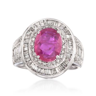 2.60 Carat Ruby and 1.98 ct. t.w. Diamond Ring in 18kt White Gold &mdash; Alt Image 1