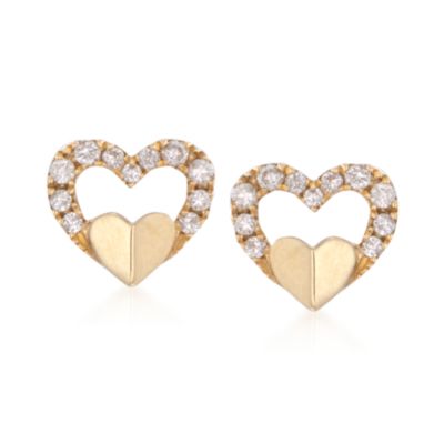 .20 ct. t.w. Diamond Heart Earrings in 18kt Yellow Gold &mdash; Alt Image 1