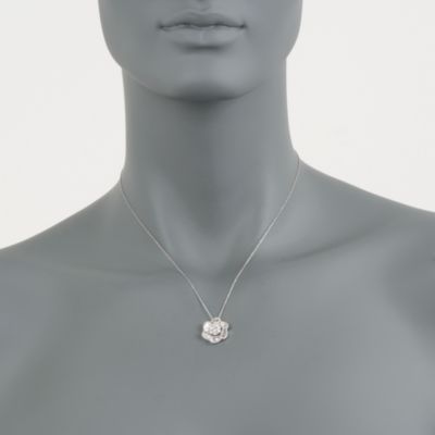 Floral .95 ct. t.w. Diamond Drop Necklace in 18kt White Gold. 18" &mdash; Alt Image 2