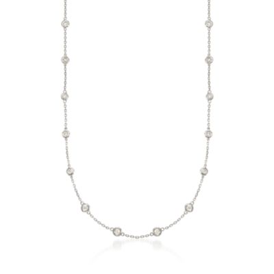 1.00 ct. t.w. Diamond Station Necklace in Sterling Silver. 16" &mdash; Alt Image 1