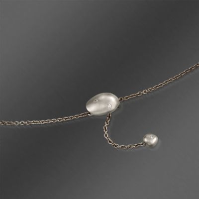Mikimoto 10-11mm Black South Sea Pearl and .56 ct. t.w. Diamond Y-Style Necklace in 18kt White Gold. 19" &mdash; Alt Image 4