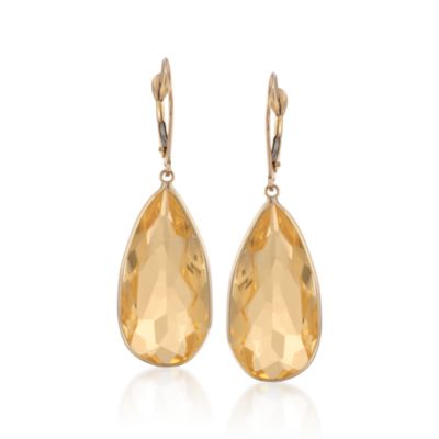 17.00 ct. t.w. Citrine Earrings in 14kt Yellow Gold &mdash; Alt Image 1