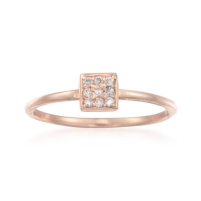 Square-Top Diamond Stacking Ring in 14kt Rose Gold &mdash; Alt Image 1
