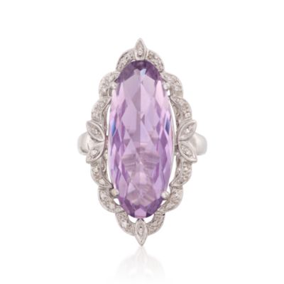 10.00 Carat Rose De France Amethyst and Diamond Ring in 14kt White Gold &mdash; Alt Image 1