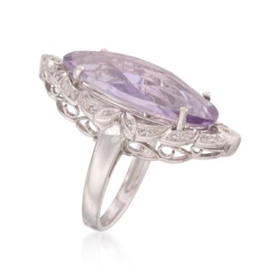 10.00 Carat Rose De France Amethyst and Diamond Ring in 14kt White Gold &mdash; Alt Image 3