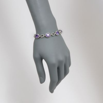 14.00 ct. t.w. Amethyst and .42 ct. t.w. Diamond Bracelet in Sterling Silver. 7.5" &mdash; Alt Image 2