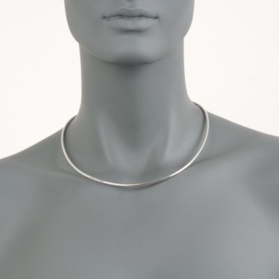 Italian Sterling Silver 3mm Omega Necklace &mdash; Alt Image 3