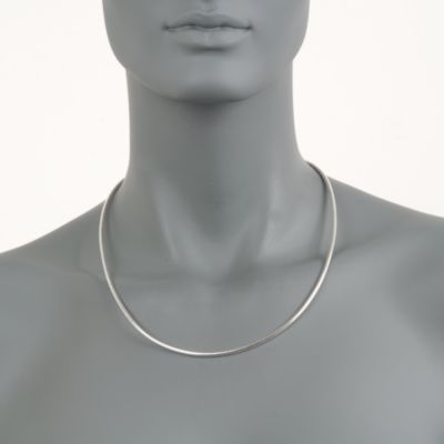Italian Sterling Silver 3mm Omega Necklace &mdash; Alt Image 4