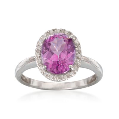 3.00 Carat Pink Topaz Ring With Diamonds in Sterling Silver &mdash; Alt Image 1