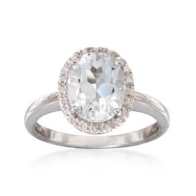 2.50 Carat White Topaz Ring With Diamonds in Sterling Silver &mdash; Alt Image 1