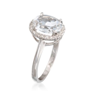 2.50 Carat White Topaz Ring With Diamonds in Sterling Silver &mdash; Alt Image 3