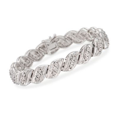 1.00 ct. t.w. Diamond Bracelet in Sterling Silver. 7" &mdash; Alt Image 1