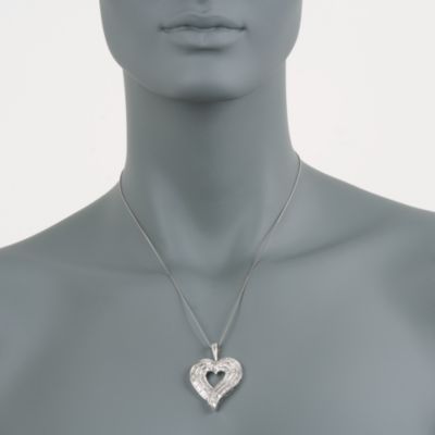 1.50 ct. t.w. Diamond Heart Pendant Necklace in Sterling Silver. 18" &mdash; Alt Image 2