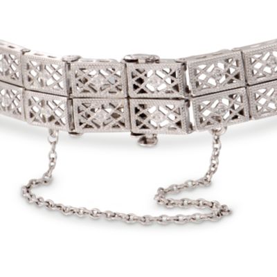 C. 1960 Vintage 1.00 ct. t.w. Faux Sapphire and .30 ct. t.w. Diamond Bracelet in 14kt White Gold. 6" &mdash; Alt Image 3