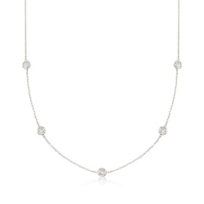 1.00 ct. t.w. Diamond Station Necklace in 14kt White Gold. 18" &mdash; Alt Image 1