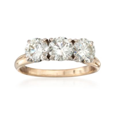 C. 1970 Vintage 1.75 ct. t.w. 3-Stone Diamond Ring in 14kt Yellow Gold. Size 5 &mdash; Alt Image 1