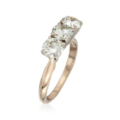 C. 1970 Vintage 1.75 ct. t.w. 3-Stone Diamond Ring in 14kt Yellow Gold. Size 5 &mdash; Alt Image 3