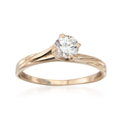 C. 1990 Vintage .45 Carat Diamond Solitaire Ring in 18kt Yellow Gold. Size 6 &mdash; Alt Image 1