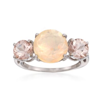 Opal and 1.30 ct. t.w. Morganite Ring in Sterling Silver &mdash; Alt Image 1