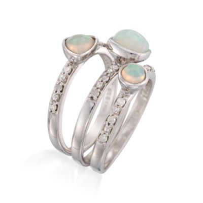 Set of Three Opal and .22 ct. t.w. Diamond Rings in Sterling Silver &mdash; Alt Image 3