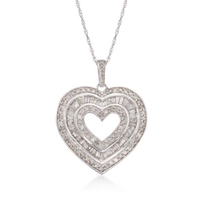 2.04 ct. t.w. Diamond Open Heart Pendant Necklace in Sterling Silver. 18" &mdash; Alt Image 1