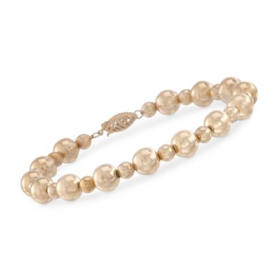 14kt Yellow Gold Bead Bracelet. 7.5" &mdash; Alt Image 1
