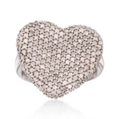 1.70 ct. t.w. Pave Diamond Heart Ring in Sterling Silver &mdash; Alt Image 1
