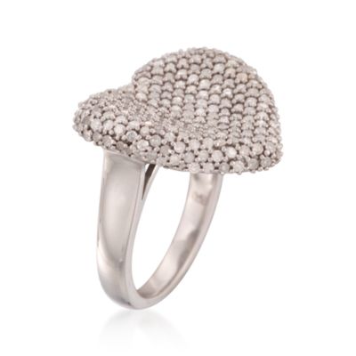 1.70 ct. t.w. Pave Diamond Heart Ring in Sterling Silver &mdash; Alt Image 3