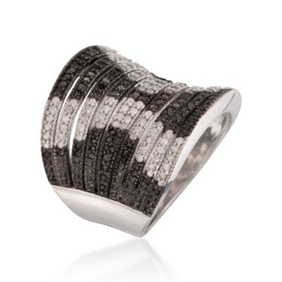 .95 ct. t.w. Black and White Diamond Multi-Row Ring in Sterling Silver &mdash; Alt Image 3