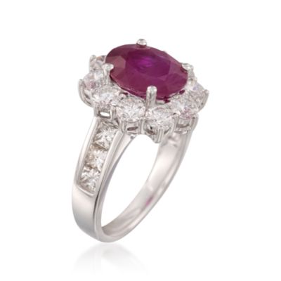 3.60 Carat Ruby and 2.50 ct. t.w. Diamond Ring in 18kt White Gold &mdash; Alt Image 3