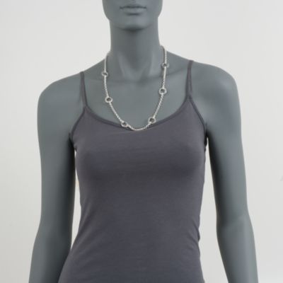 Italian Sterling Silver Long Circle Station Necklace &mdash; Alt Image 2