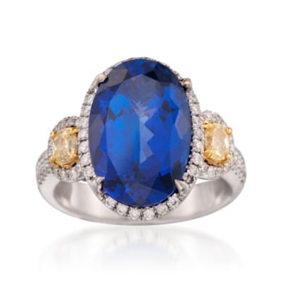 7.55 Carat Tanzanite and .75 ct. t.w. Diamond Ring in 18kt White Gold &mdash; Alt Image 1