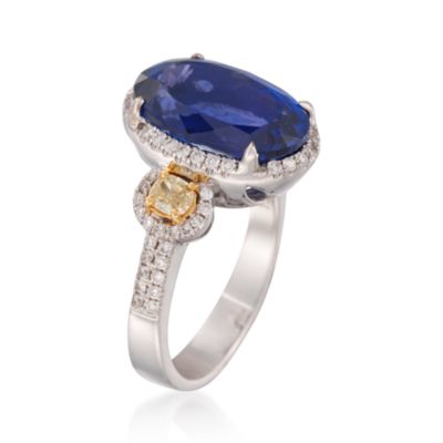 7.55 Carat Tanzanite and .75 ct. t.w. Diamond Ring in 18kt White Gold &mdash; Alt Image 3