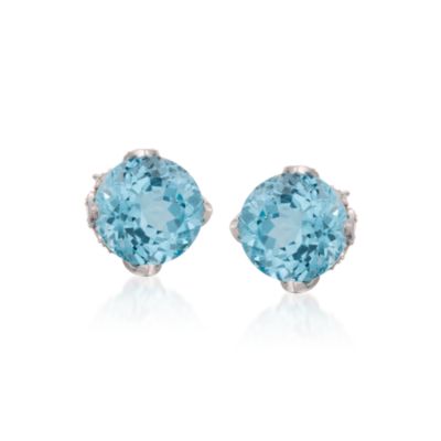 1.00 ct. t.w. Blue Topaz and .25 ct. t.w. Diamond Stud Earrings in Sterling Silver &mdash; Alt Image 1