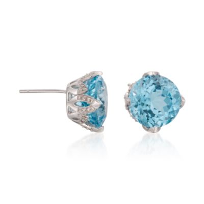 1.00 ct. t.w. Blue Topaz and .25 ct. t.w. Diamond Stud Earrings in Sterling Silver &mdash; Alt Image 3