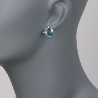 1.00 ct. t.w. Blue Topaz and .25 ct. t.w. Diamond Stud Earrings in Sterling Silver &mdash; Alt Image 2