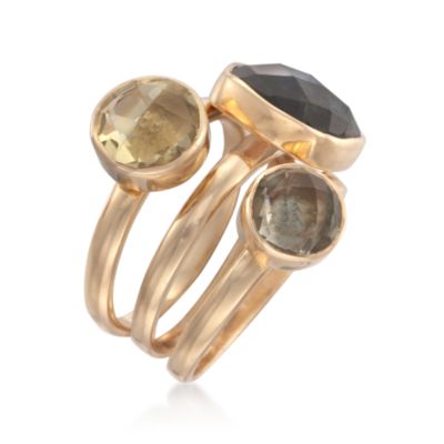 Set of Three 3.30 ct. t.w. Multi-Gemstone Rings in 18kt Over Sterling &mdash; Alt Image 3