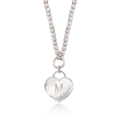 Engravable Italian Sterling Silver Heart Charm Necklace &mdash; Alt Image 1