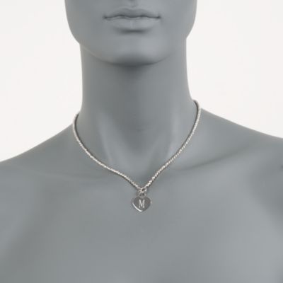 Engravable Italian Sterling Silver Heart Charm Necklace &mdash; Alt Image 2