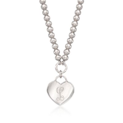 Italian Sterling Silver Monogrammed Heart Necklace &mdash; Alt Image 1