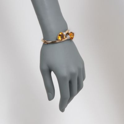 C. 1980 Vintage 22.75 ct. t.w. Citrine and .60 ct. t.w. Diamond Bypass Bangle Bracelet in 18kt Yellow Gold. 6.5" &mdash; Alt Image 2