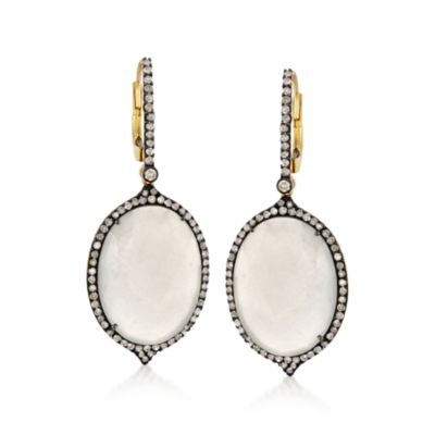 Gray Moonstone and 1.65 ct. t.w. Diamond Earrings in Sterling Silver &mdash; Alt Image 1