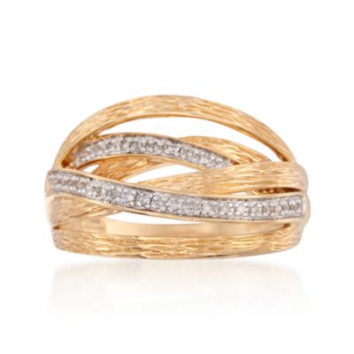 .10 ct. t.w. Diamond Textured Ring in 18kt Over Sterling &mdash; Alt Image 1