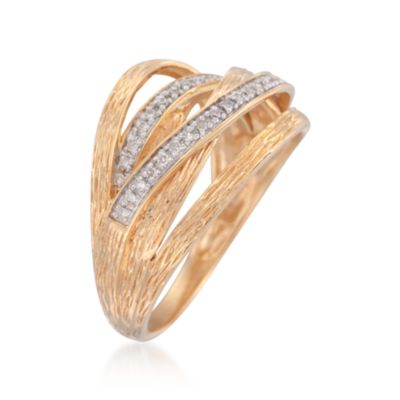 .10 ct. t.w. Diamond Textured Ring in 18kt Over Sterling &mdash; Alt Image 3
