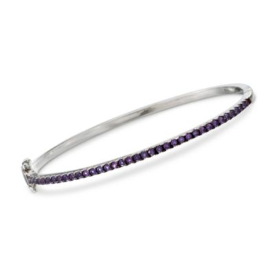Purple Crystal Bracelet in Sterling Silver. 7" &mdash; Alt Image 1