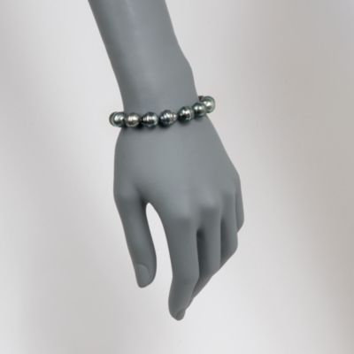 10-12mm Black Tahitian Pearl Bracelet in 14kt White Gold &mdash; Alt Image 2