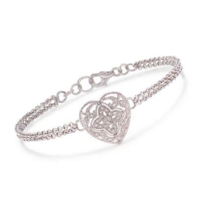 .10 ct. t.w. Diamond Heart Bracelet in Sterling Silver &mdash; Alt Image 1