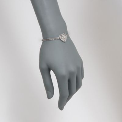 .10 ct. t.w. Diamond Heart Bracelet in Sterling Silver &mdash; Alt Image 2